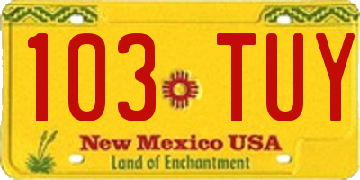 NM license plate 103TUY