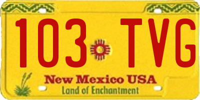 NM license plate 103TVG