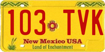 NM license plate 103TVK