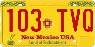 NM license plate 103TVQ
