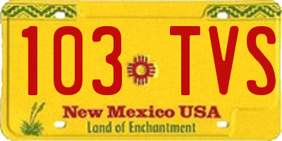 NM license plate 103TVS