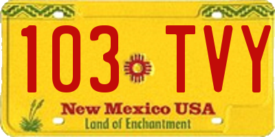 NM license plate 103TVY
