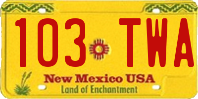 NM license plate 103TWA