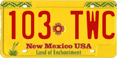NM license plate 103TWC