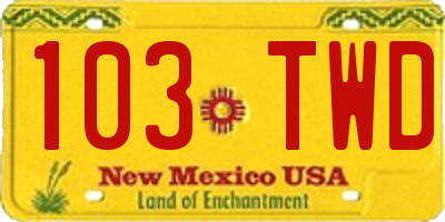 NM license plate 103TWD