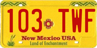 NM license plate 103TWF