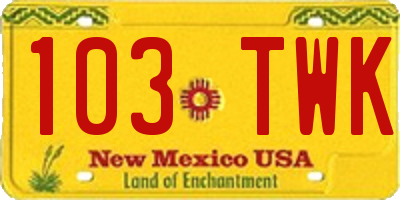 NM license plate 103TWK