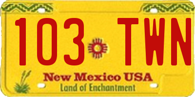 NM license plate 103TWN