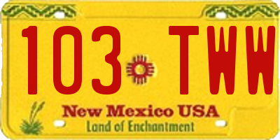 NM license plate 103TWW