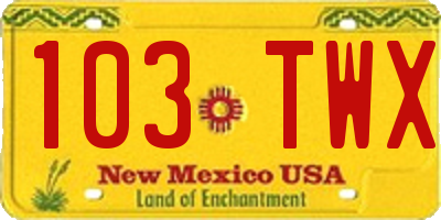 NM license plate 103TWX