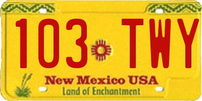 NM license plate 103TWY