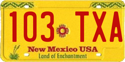 NM license plate 103TXA