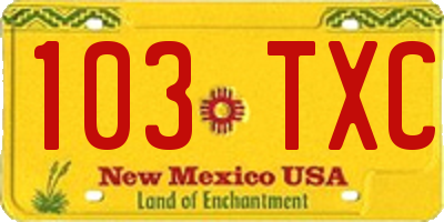 NM license plate 103TXC
