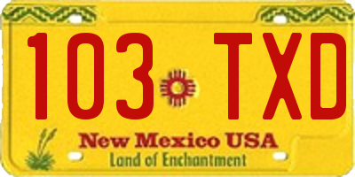 NM license plate 103TXD