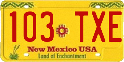 NM license plate 103TXE