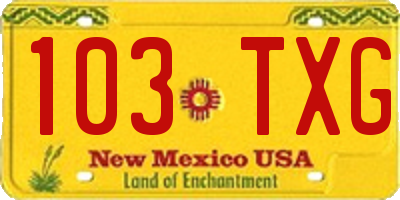 NM license plate 103TXG