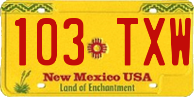 NM license plate 103TXW