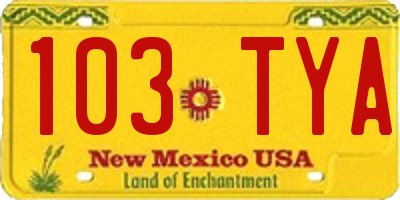 NM license plate 103TYA