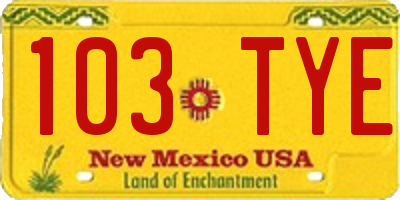 NM license plate 103TYE