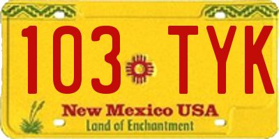 NM license plate 103TYK