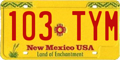 NM license plate 103TYM
