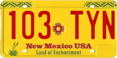 NM license plate 103TYN
