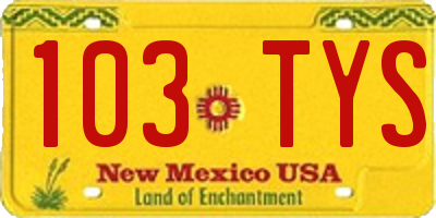 NM license plate 103TYS