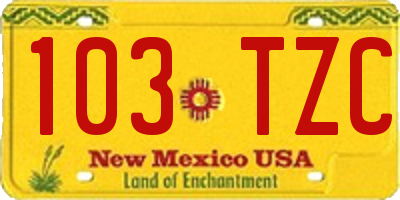 NM license plate 103TZC