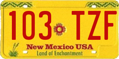NM license plate 103TZF