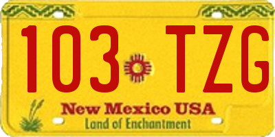 NM license plate 103TZG