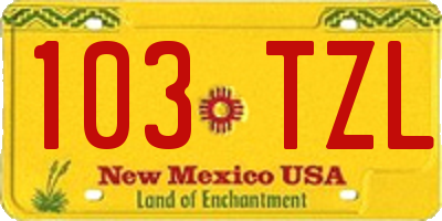 NM license plate 103TZL