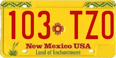 NM license plate 103TZO