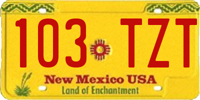 NM license plate 103TZT