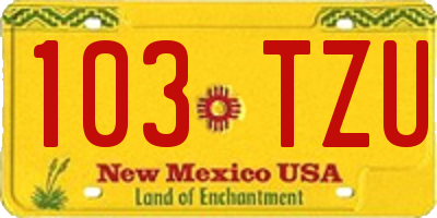 NM license plate 103TZU