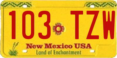 NM license plate 103TZW