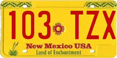 NM license plate 103TZX