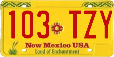 NM license plate 103TZY