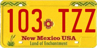 NM license plate 103TZZ