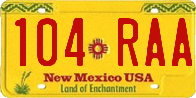 NM license plate 104RAA