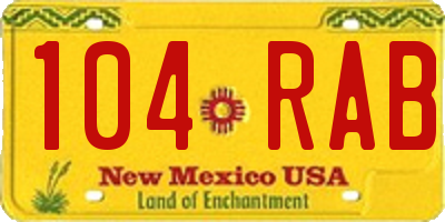 NM license plate 104RAB