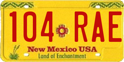 NM license plate 104RAE