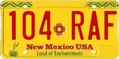 NM license plate 104RAF