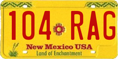 NM license plate 104RAG