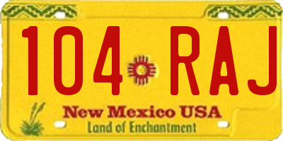 NM license plate 104RAJ