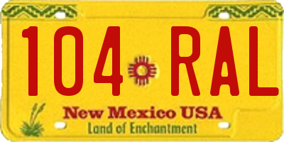 NM license plate 104RAL