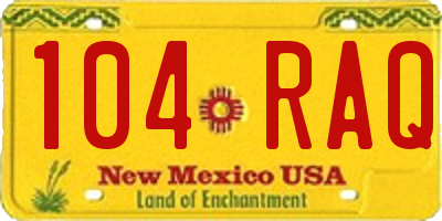 NM license plate 104RAQ