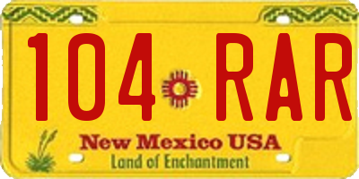 NM license plate 104RAR