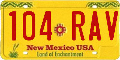 NM license plate 104RAV