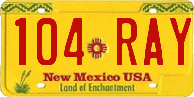 NM license plate 104RAY