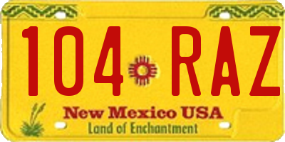 NM license plate 104RAZ